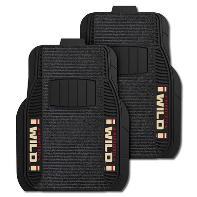 Fan Mats  LLC Minnesota Wild 2-pc Deluxe Car Mat Set Black