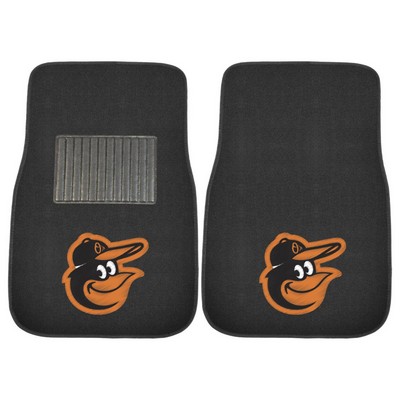 Fan Mats  LLC Baltimore Orioles 2-pc Embroidered Car Mat Set Black