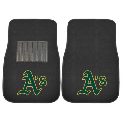 Fan Mats  LLC Oakland Athletics 2-pc Embroidered Car Mat Set Black