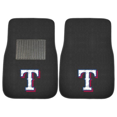 Fan Mats  LLC Texas Rangers 2-pc Embroidered Car Mat Set Black