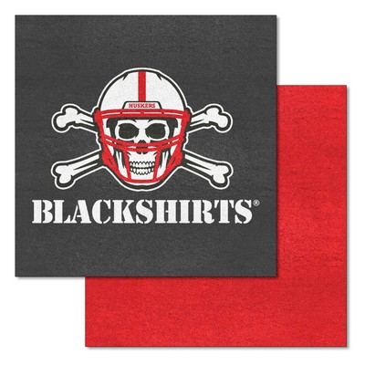 Fan Mats  LLC Nebraska Cornhuskers Team Carpet Tiles Black