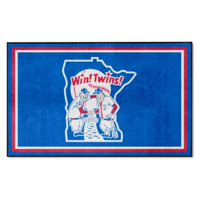 Fan Mats  LLC Minnesota Twins 4x6 Rug Retro Blue