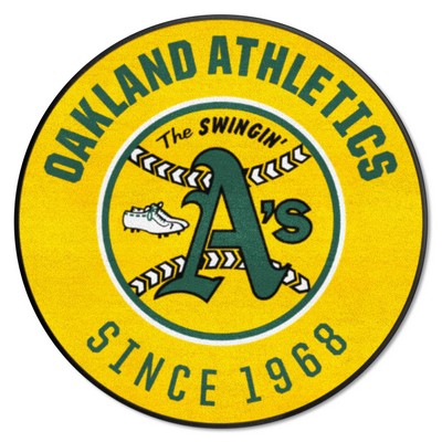 Fan Mats  LLC Oakland Athletics Roundel Mat Retro Yellow