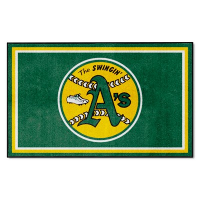 Fan Mats  LLC Oakland Athletics 4x6 Rug Retro Green