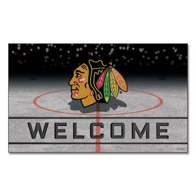 Fan Mats  LLC Chicago Blackhawks Crumb Rubber Door Mat Black