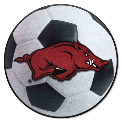 Fan Mats  LLC Arkansas Razorbacks Soccer Ball Mat White