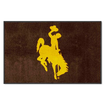 Fan Mats  LLC Wyoming Cowboys 4x6 Logo Mat Landscape Brown