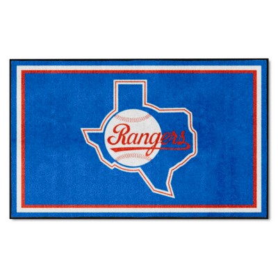 Fan Mats  LLC Texas Rangers 4x6 Rug Retro Blue