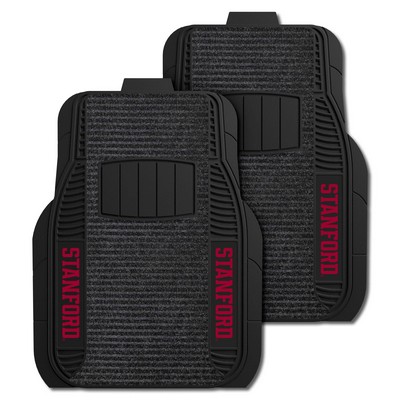 Fan Mats  LLC Stanford Cardinal 2-pc Deluxe Car Mat Set Black