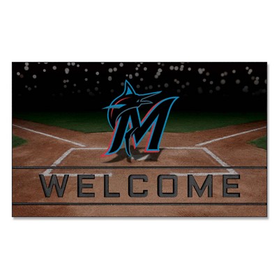 Fan Mats  LLC Miami Marlins Crumb Rubber Door Mat Black