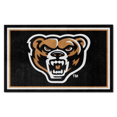 Fan Mats  LLC Oakland Golden Grizzlies 4x6 Rug Black