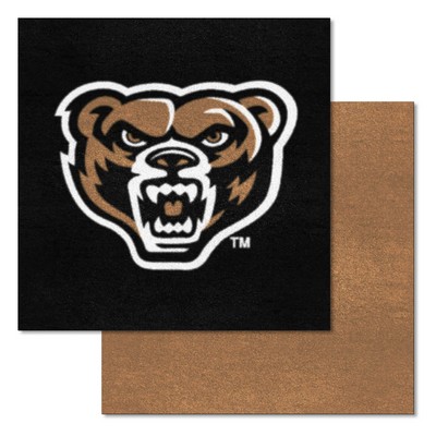 Fan Mats  LLC Oakland Golden Grizzlies Team Carpet Tiles Black