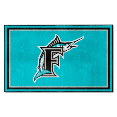 Fan Mats  LLC Florida Marlins 4x6 Rug Retro Turquoise