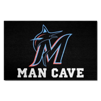 Fan Mats  LLC Miami Marlins Starter Mat Man Cave Black