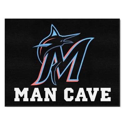 Fan Mats  LLC Miami Marlins All-Star Mat Man Cave Black