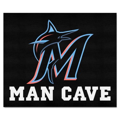 Fan Mats  LLC Miami Marlins Tailgater Mat Man Cave Black