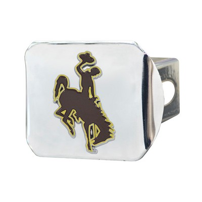 Fan Mats  LLC Wyoming Cowboys Color Hitch Cover Chrome Chrome