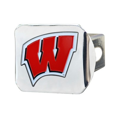 Fan Mats  LLC Wisconsin Badgers Color Hitch Cover Chrome Chrome