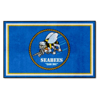 Fan Mats  LLC U.S. Navy SEABEES n/a 4x6 Rug Blue