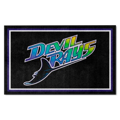 Fan Mats  LLC Tampa Bay Devil Rays 4x6 Rug Retro Black