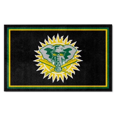 Fan Mats  LLC Oakland Athletics 4x6 Rug Retro Black