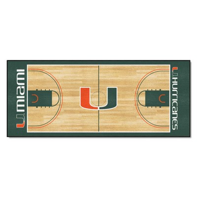 Fan Mats  LLC Miami Hurricanes NCAA Basketball Runner Green