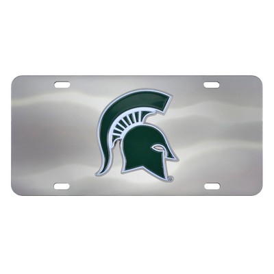 Fan Mats  LLC Michigan State Spartans 3D Stainless Steel License Plate Stainless Steel