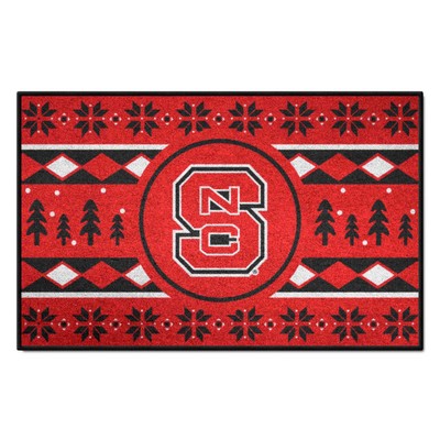 Fan Mats  LLC NC State Wolfpack Starter Mat Holiday Sweater Red