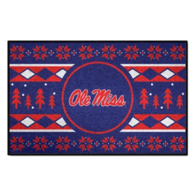 Fan Mats  LLC Ole Miss Rebels Starter Mat Holiday Sweater Navy