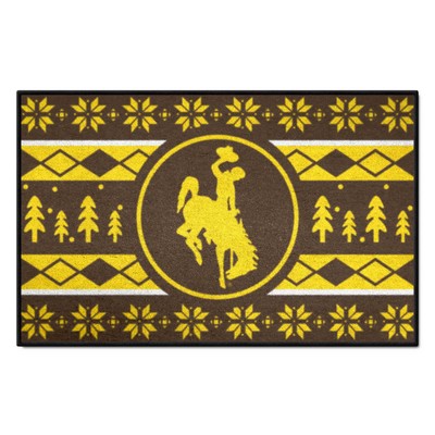 Fan Mats  LLC Wyoming Cowboys Starter Mat Holiday Sweater Brown