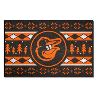 Fan Mats  LLC Baltimore Orioles Starter Mat Holiday Sweater Black