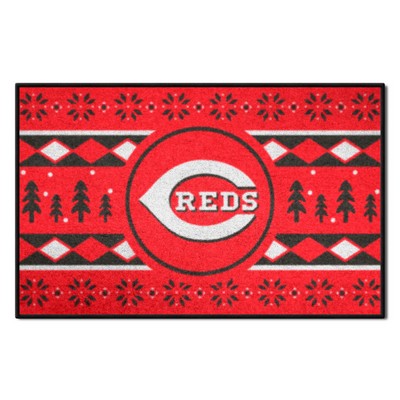 Fan Mats  LLC Cincinnati Reds Starter Mat Holiday Sweater Red