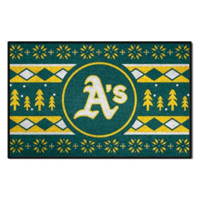 Fan Mats  LLC Oakland Athletics Starter Mat Holiday Sweater Green