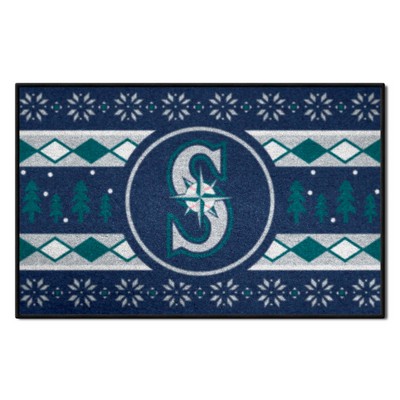 Fan Mats  LLC Seattle Mariners Starter Mat Holiday Sweater Navy