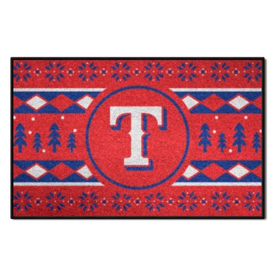 Fan Mats  LLC Texas Rangers Starter Mat Holiday Sweater Red