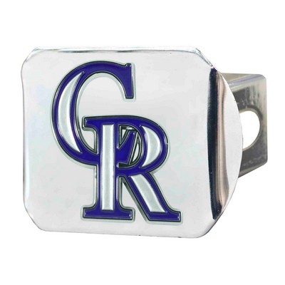 Fan Mats  LLC Colorado Rockies Color Hitch Cover Chrome Chrome