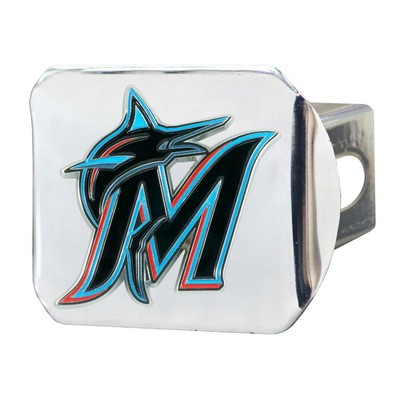 Fan Mats  LLC Miami Marlins Color Hitch Cover Chrome Chrome