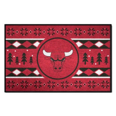 Fan Mats  LLC Chicago Bulls Starter Mat Holiday Sweater Red