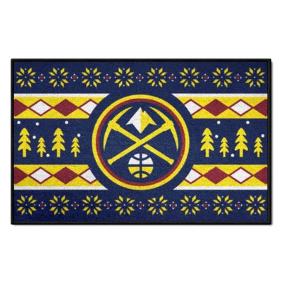 Fan Mats  LLC Denver Nuggets Starter Mat Holiday Sweater Navy