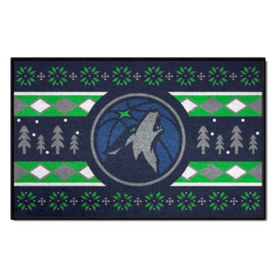 Fan Mats  LLC Minnesota Timberwolves Starter Mat Holiday Sweater Navy