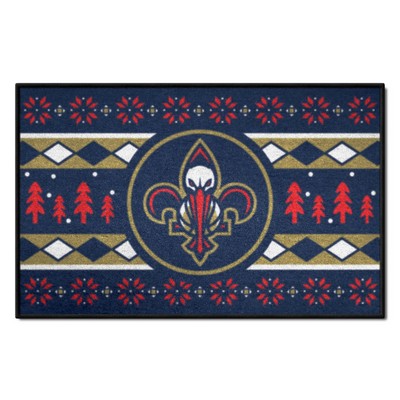 Fan Mats  LLC New Orleans Pelicans Starter Mat Holiday Sweater Navy