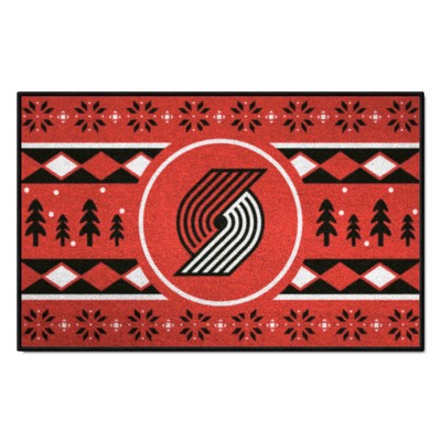 Fan Mats  LLC Portland Trail Blazers Starter Mat Holiday Sweater Red