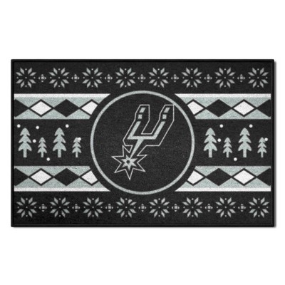 Fan Mats  LLC San Antonio Spurs Starter Mat Holiday Sweater Black