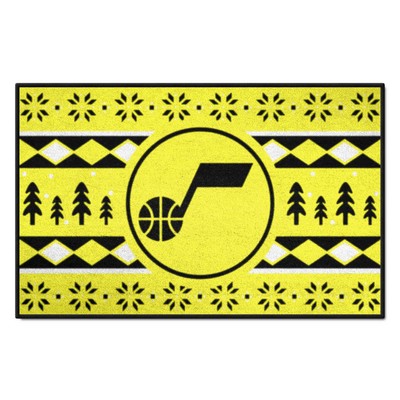 Fan Mats  LLC Utah Jazz Starter Mat Holiday Sweater Yellow