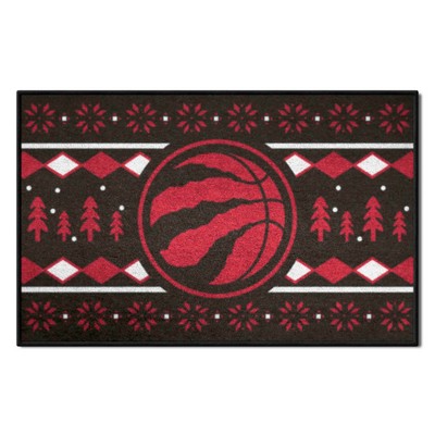 Fan Mats  LLC Toronto Raptors Starter Mat Holiday Sweater Red