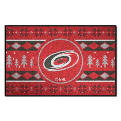 Fan Mats  LLC Carolina Hurricanes Starter Mat Holiday Sweater Red