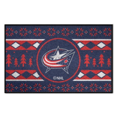 Fan Mats  LLC Columbus Blue Jackets Starter Mat Holiday Sweater Navy