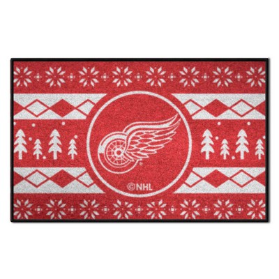 Fan Mats  LLC Detroit Red Wings Starter Mat Holiday Sweater Red