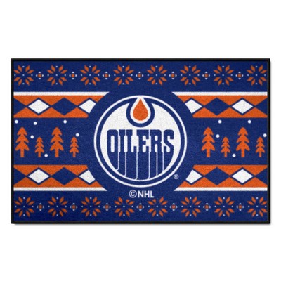 Fan Mats  LLC Edmonton Oilers Starter Mat Holiday Sweater Blue