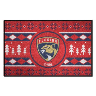 Fan Mats  LLC Florida Panthers Starter Mat Holiday Sweater Red